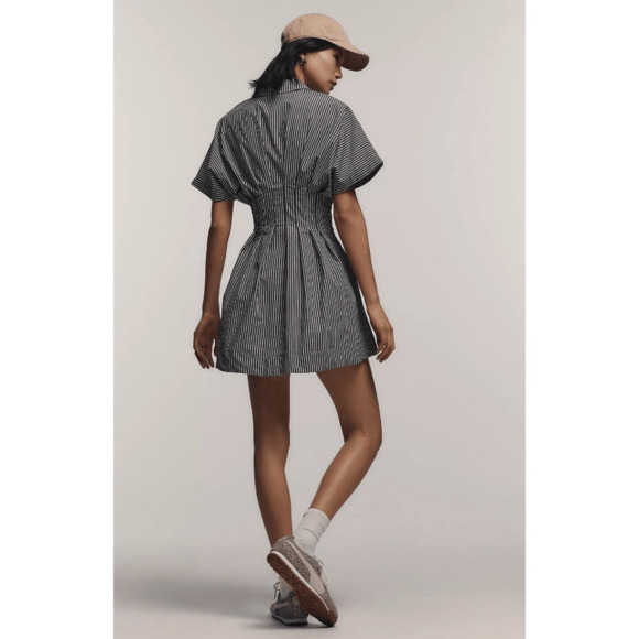 NEW Anthropologie Exquise The Tobie Button-Front Pleated Shirt Dress Mini Medium - Picture 3 of 8
